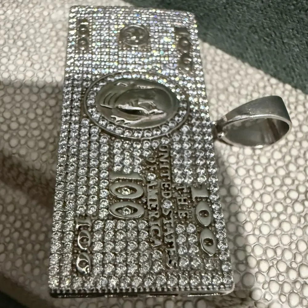 ICY $100 BILL PENDANT – .925 SILVER